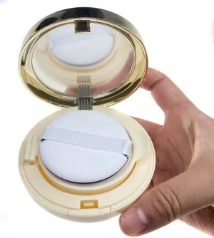 ASTRQLE 15ml 0.5oz Empty Luxurious Golden Portable Make-up Powder Container Air Cushion Puff Case Holder with Powder Puff and Mirror Refillable Make Up Founda gold