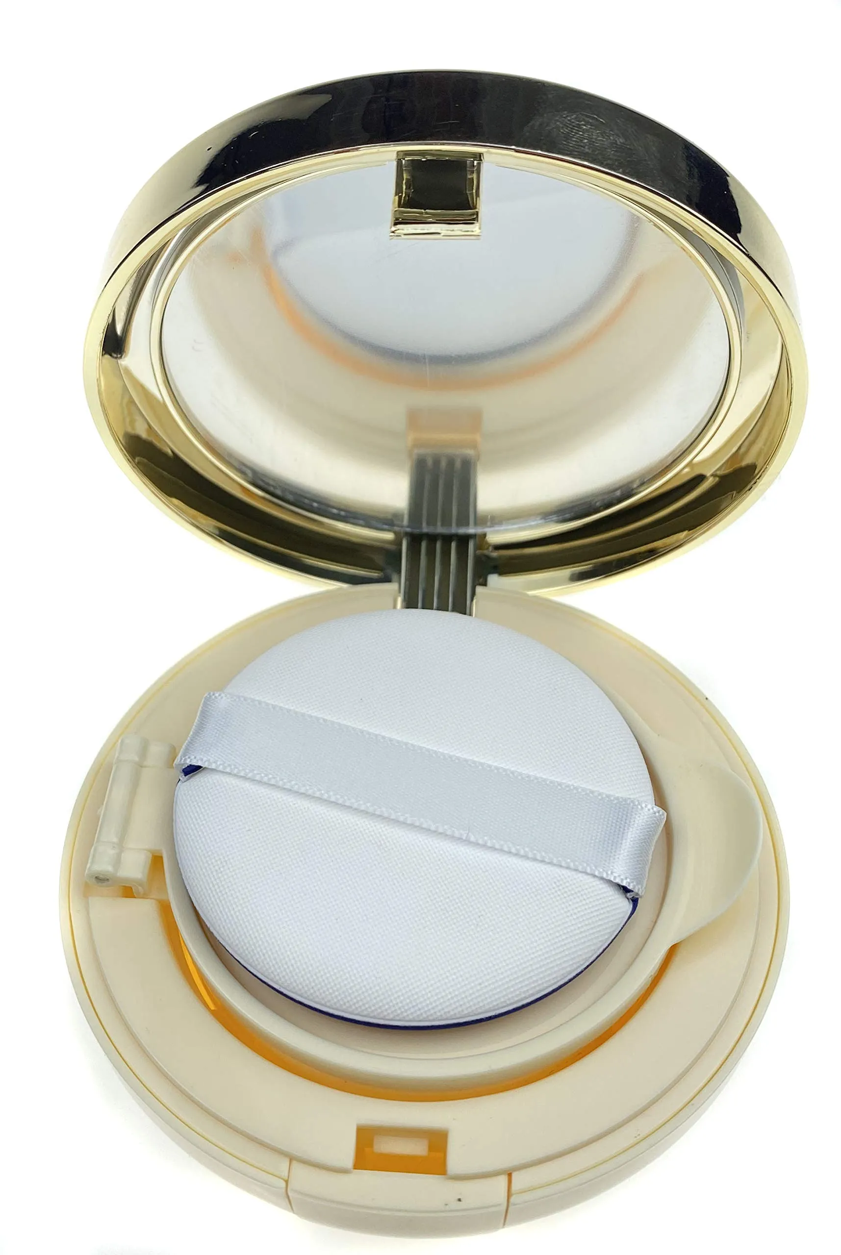 ASTRQLE 15ml 0.5oz Empty Luxurious Golden Portable Make-up Powder Container Air Cushion Puff Case Holder with Powder Puff and Mirror Refillable Make Up Founda gold