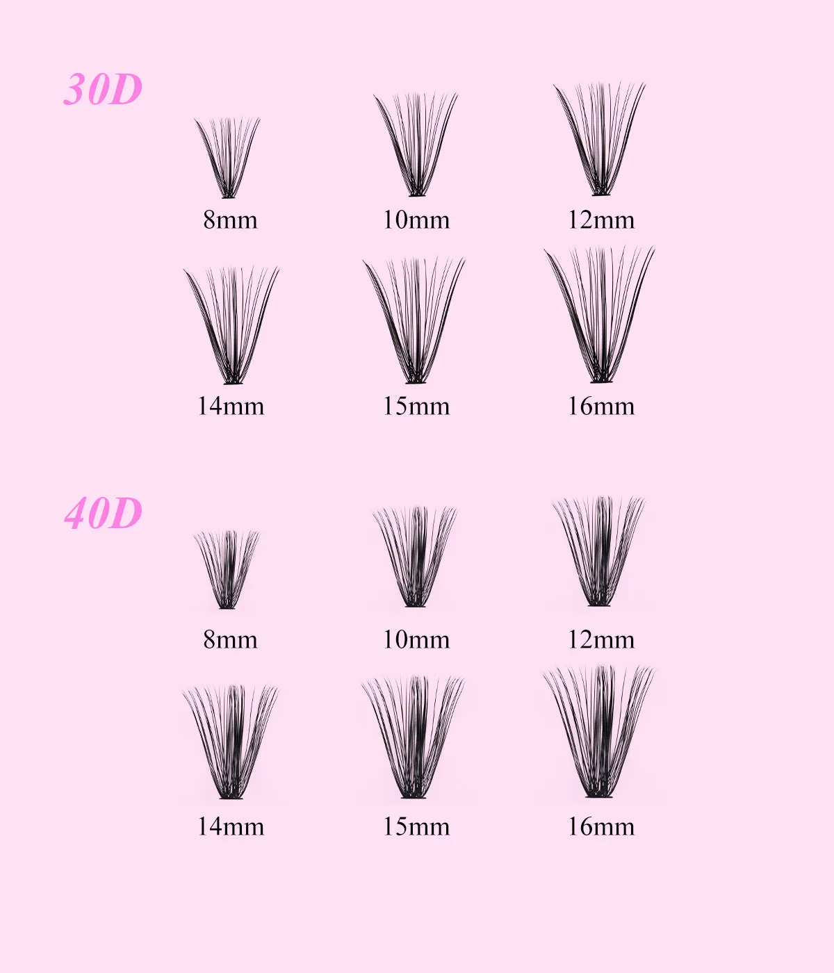 Auroras 30D 40D Individual Cluster Lash Extensions Cruelty-Free