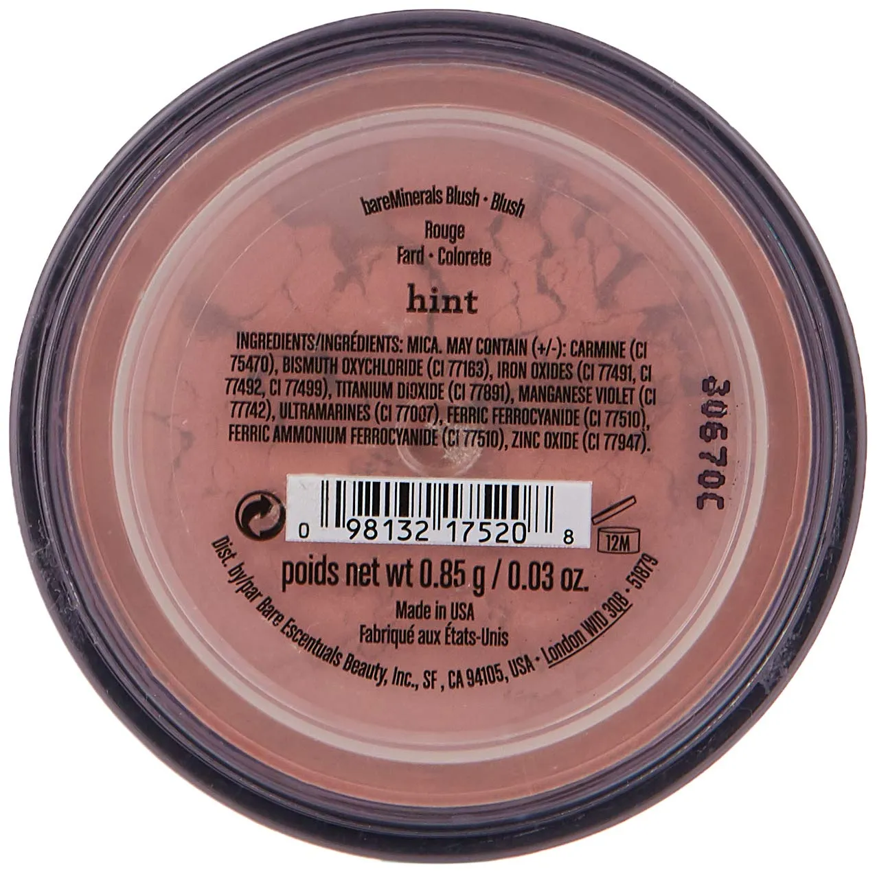 bareMinerals Blush - Hint by bareMinerals for Women - 0.03 oz Blush I0062938