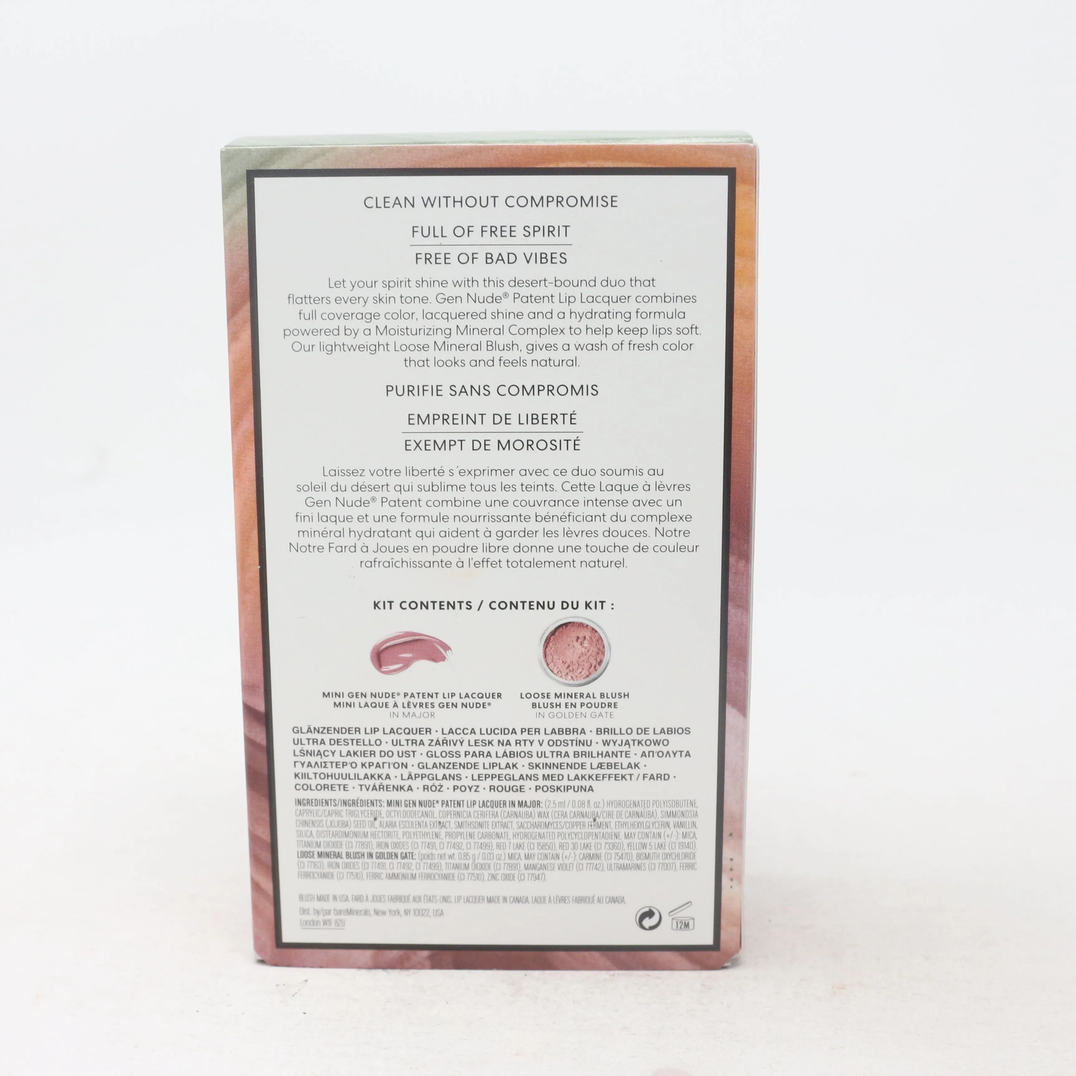 Bareminerals Destination Desert Mini Lip Lacquer & Full Size Blush   New WithBox