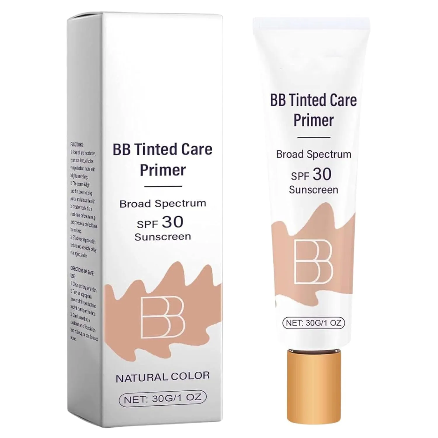BB Blur Tinted Moisturizer SPF 30, BB Tinted Care Primer, BB Moisturizer Spf 30, BB Cream Tinted Moisturizer, Hydrates & Refine Your Skin (Natural, 1OZ)