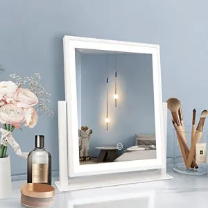 Beelux Vanity Mirror with Lights, Hollywood Lighted Makeup Mirror with Dimmable Light, Smart Control, Memory, Adjustable Warm White/Natural/Daylight, Birthday Gift, 360°Rotation (12in. White)