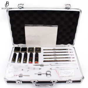 BIOMASER - 4/8 Cream Pigment Microblading Kits for Permanent Makeup 3D Eyebrow Tattoo Starter Kits With Microblading Penna Ruler
