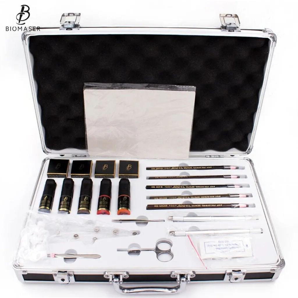 BIOMASER - 4/8 Cream Pigment Microblading Kits for Permanent Makeup 3D Eyebrow Tattoo Starter Kits With Microblading Penna Ruler