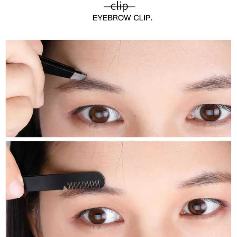Black Eyebrow Trimming Scissors Stainless Steel Tweezers Eyebrow Scraping Eyebrow Comb Razor Eyebrow Clip Makeup Tools