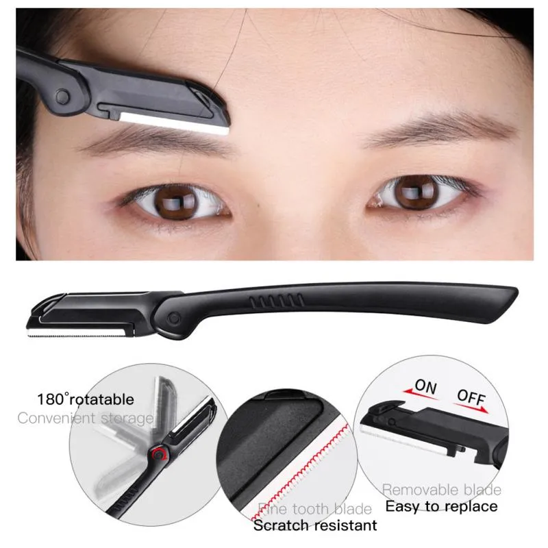 Black Eyebrow Trimming Scissors Stainless Steel Tweezers Eyebrow Scraping Eyebrow Comb Razor Eyebrow Clip Makeup Tools