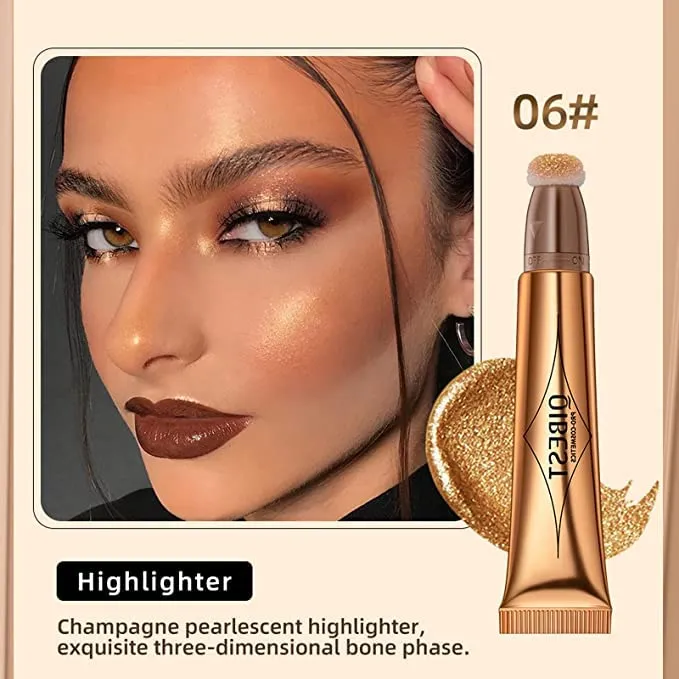 Blush Dreams Contour Beauty Wand, Liquid Face Concealer Contouring Stick with Cushion Applicator, Long Lasting Smooth Natural Matte Finish, Lightweight Blendable Super Silky Cream Contour Stick (Rose Gold Highlighter (H2))