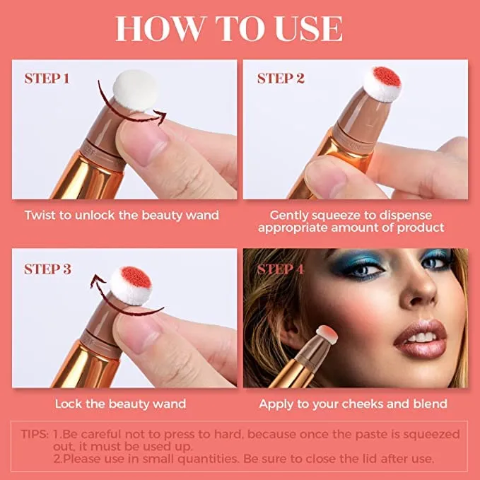 Blush Dreams Contour Beauty Wand, Liquid Face Concealer Contouring Stick with Cushion Applicator, Long Lasting Smooth Natural Matte Finish, Lightweight Blendable Super Silky Cream Contour Stick (Rose Gold Highlighter (H2))