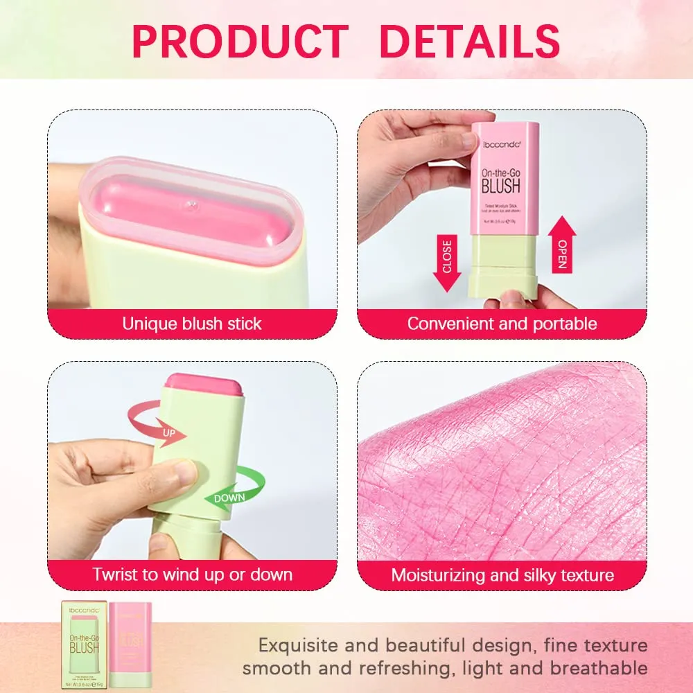 Blush Stick, Blush Cream, Multi-Purpose Blush Stick, Can be Used for Blush and Lip Gloss and Eye makeup, Long Lasting Hydrating, Professional Facial Beauty Cosmetic Makeup Blush (Orange)