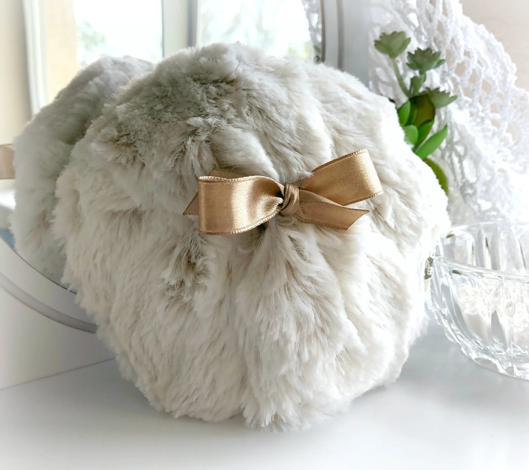 Body Powder Puff - frosted beige, 5 inch