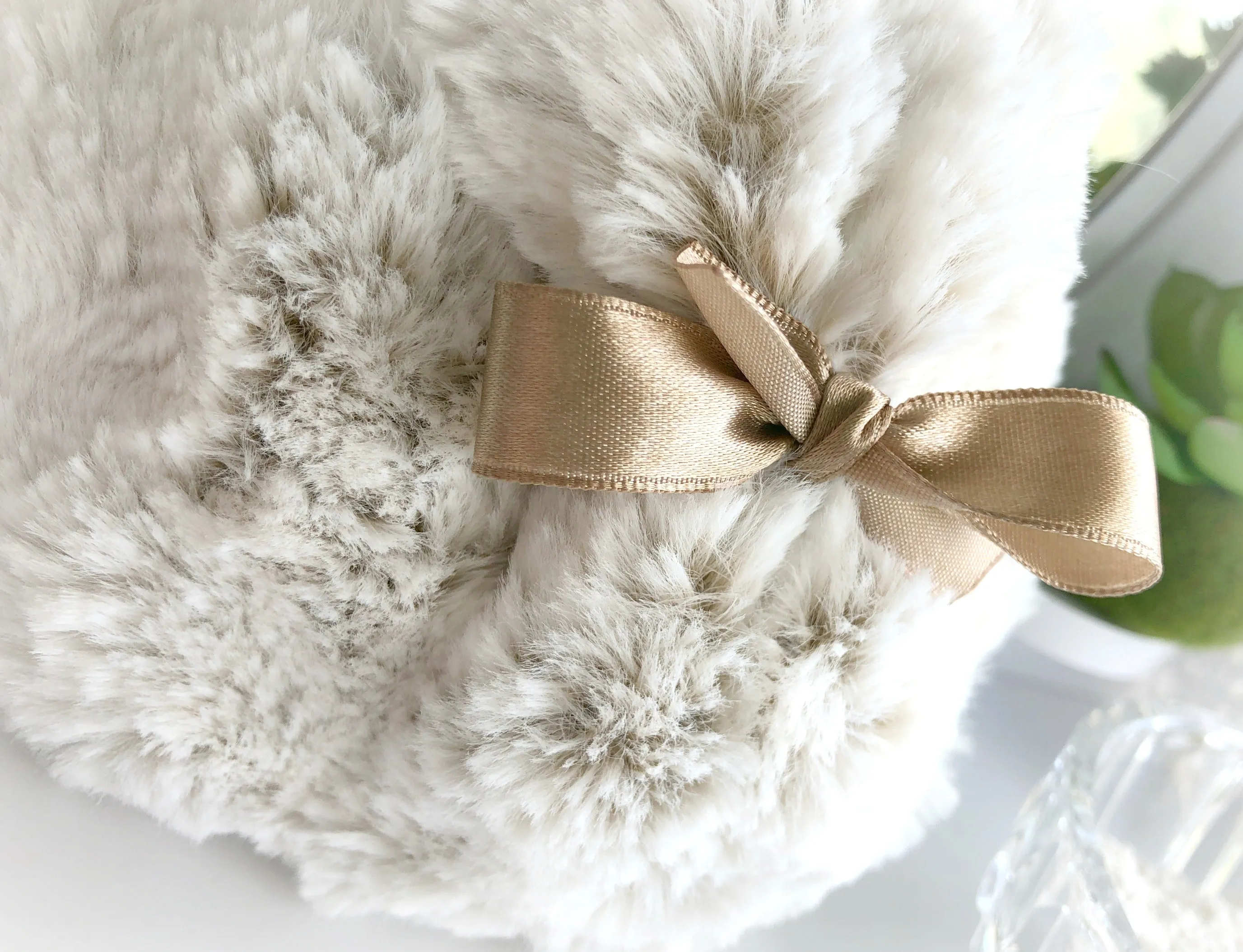 Body Powder Puff - frosted beige, 5 inch