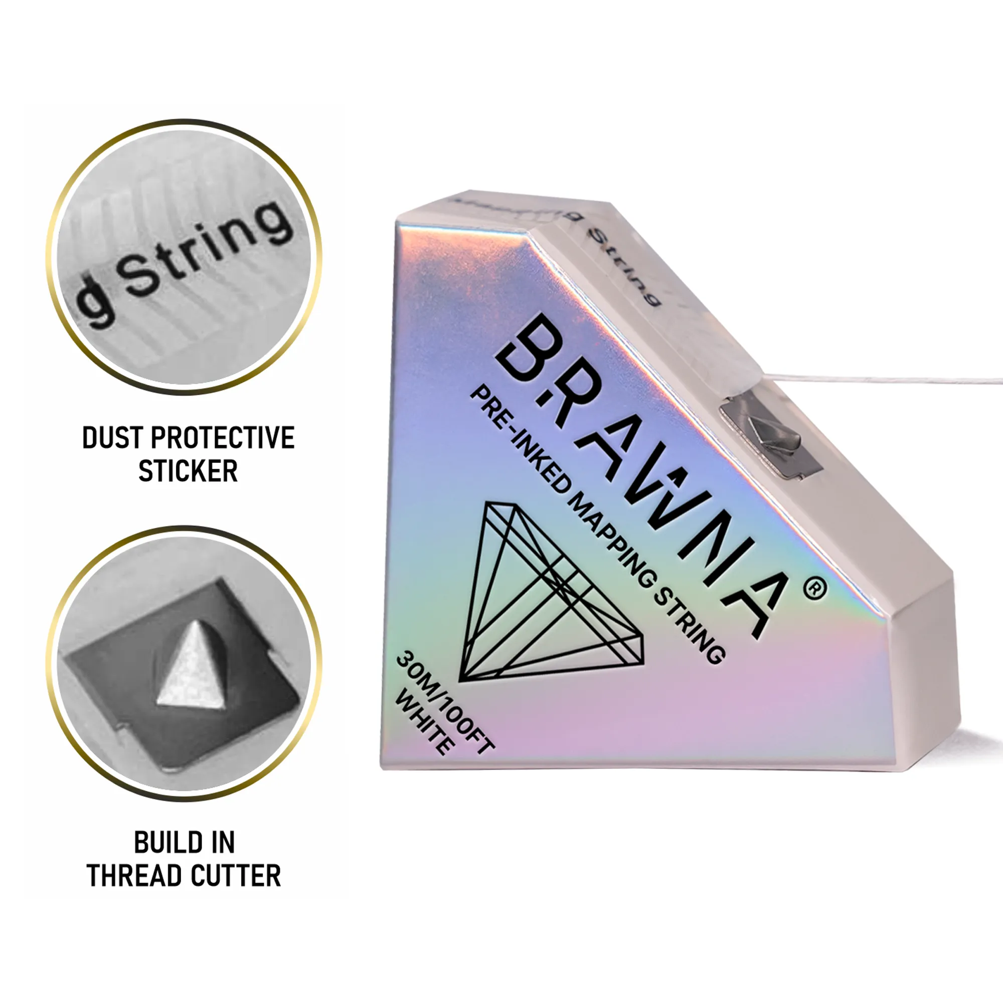 Brawna - Black and White Eyebrow Mapping String for Brows and Lips Measuring - 4 Pck