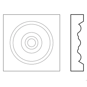 Bullseye Rosette (Accepts casing thickness up to 13/16 x 3 - 3 1/2),  3 3/4"w x 3 3/4"h x 27/32"d
