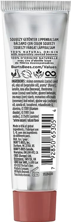 Burt's Bees® 100% Natural Origin Squeezy Tinted Lip Balm, Enriched With Beeswax and Cocoa Butter, Cocoa Crush, 12.1g Squeeze Tube