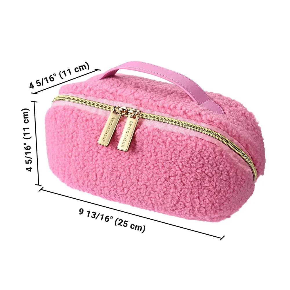 Byootique Pink Teddy Makeup Bag Cute Cosmetic Organizer