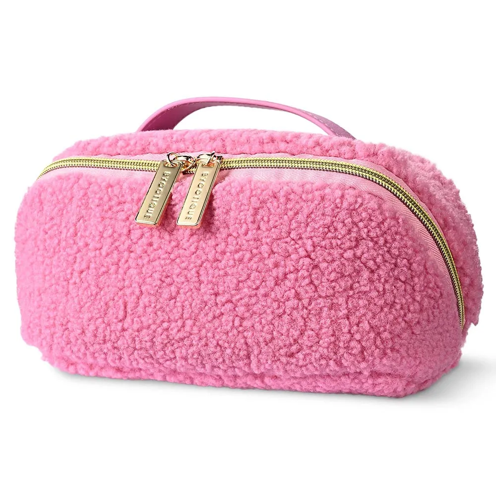 Byootique Pink Teddy Makeup Bag Cute Cosmetic Organizer