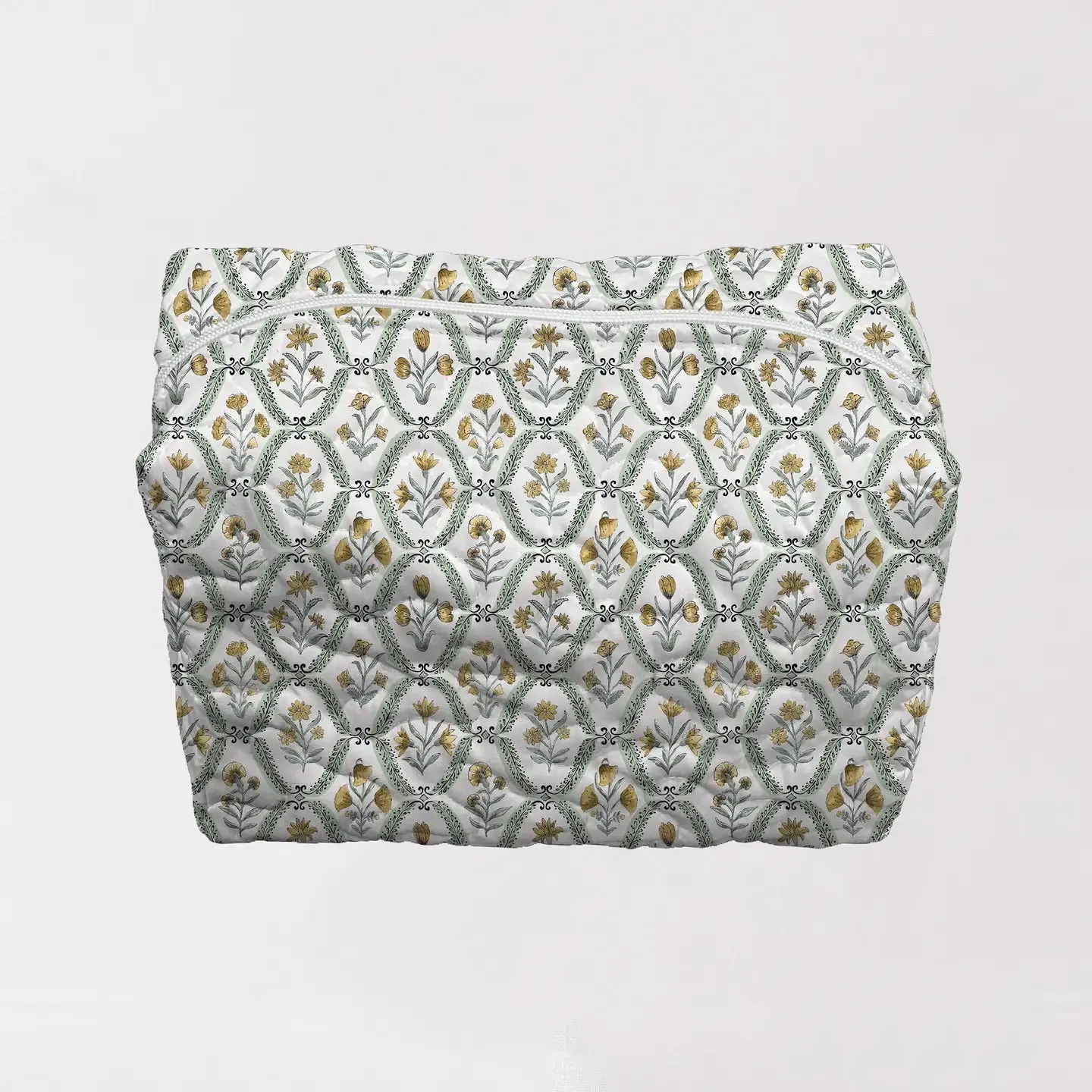 Charlotte Yellow Quilted Makeup Bags