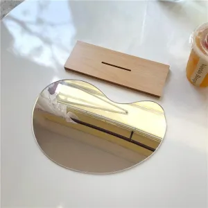 Chic Vanity Makeup Mirror Collection with Wooden Base and Acrylic Holder