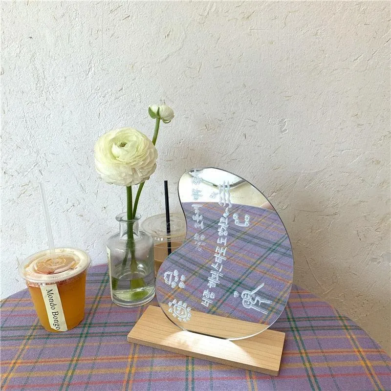 Chic Vanity Makeup Mirror Collection with Wooden Base and Acrylic Holder