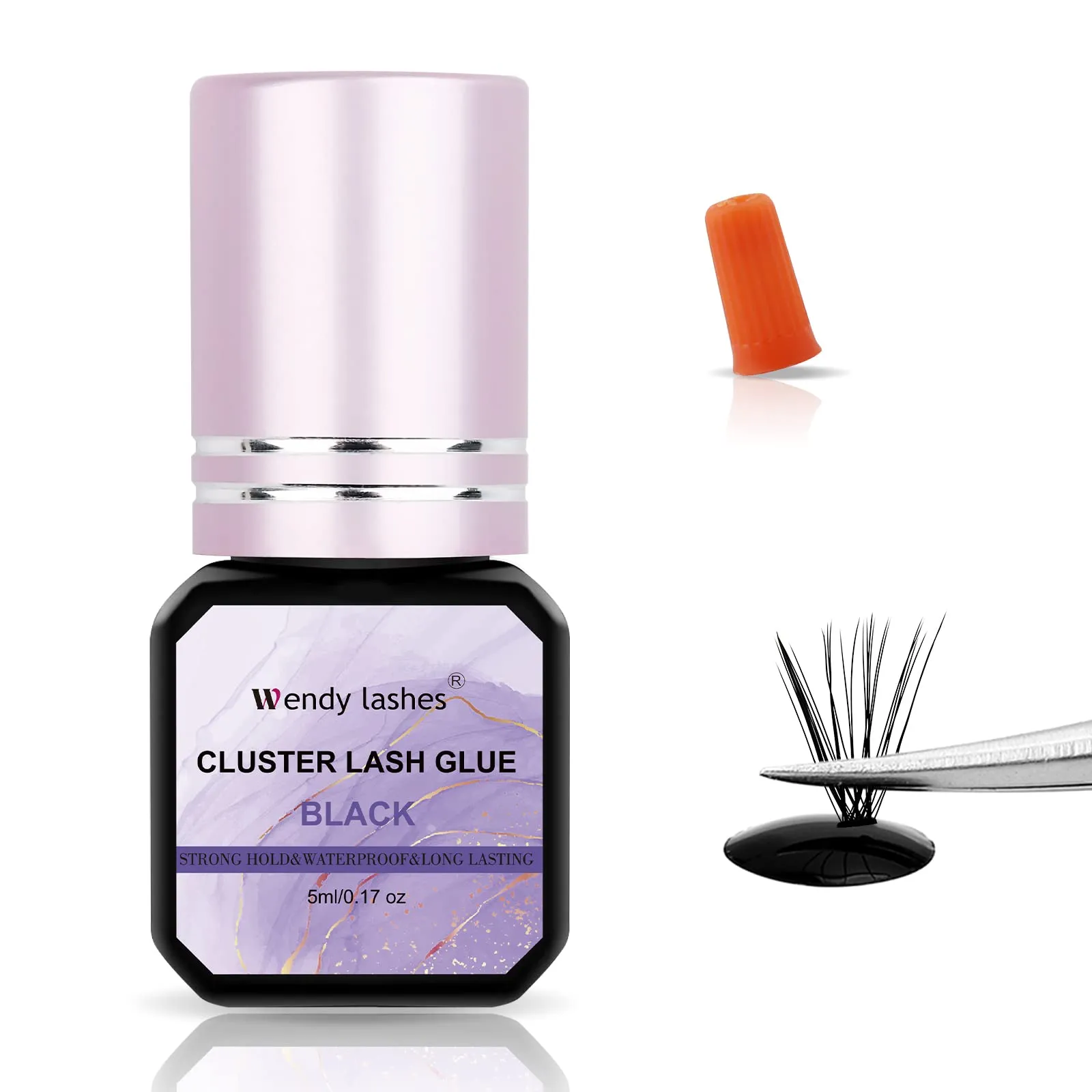 Cluster Lash Glue Black Sensitive Waterproof Lash Glue Long Lasting DIY Lash Glue and Individual Lash Clusters C/D Curl 30/40D Cluster Lashes for DIY Lash Extensions