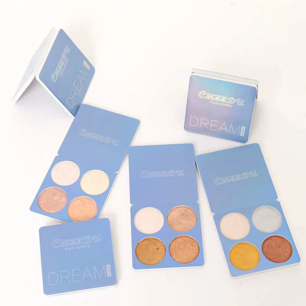 CmaaDu Shimmer Highlighter Powder Palette,Shimmer Bronzer Powder Highlight and Highlighter Palette Makeup,Illuminator Powder Highlighter Shimmer Palette Baked Waterproof Long Lasting Brilliant Lighten Skin 03