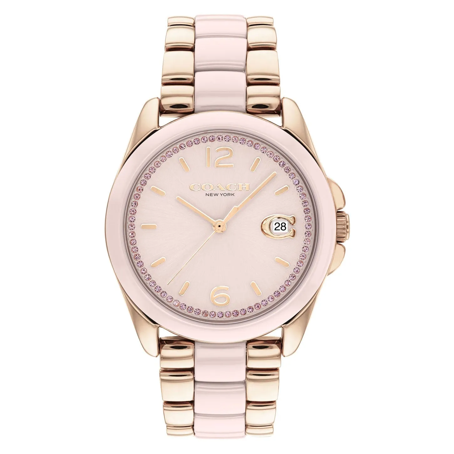 COACH Greyson Carnation Gold-Tone Dial and Blush Ceramic Bracelet Watch 36mm - 14504188