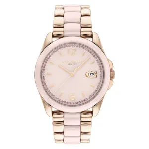 COACH Greyson Carnation Gold-Tone Dial and Blush Ceramic Bracelet Watch 36mm - 14504188