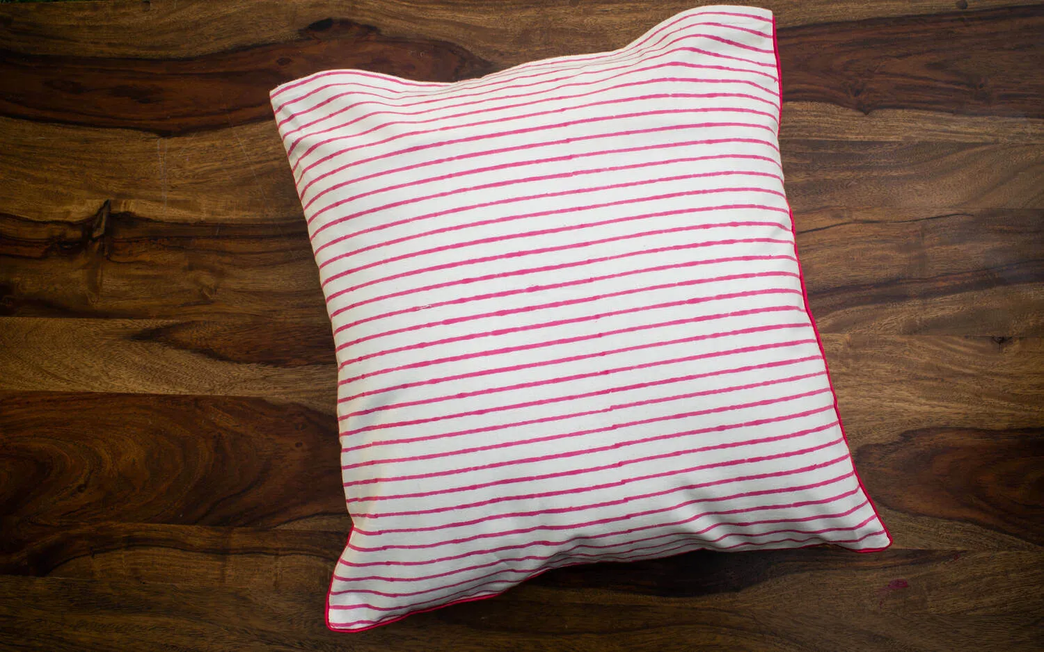 Cushion Cover Handblock Print-Rhythm Pink Cycle