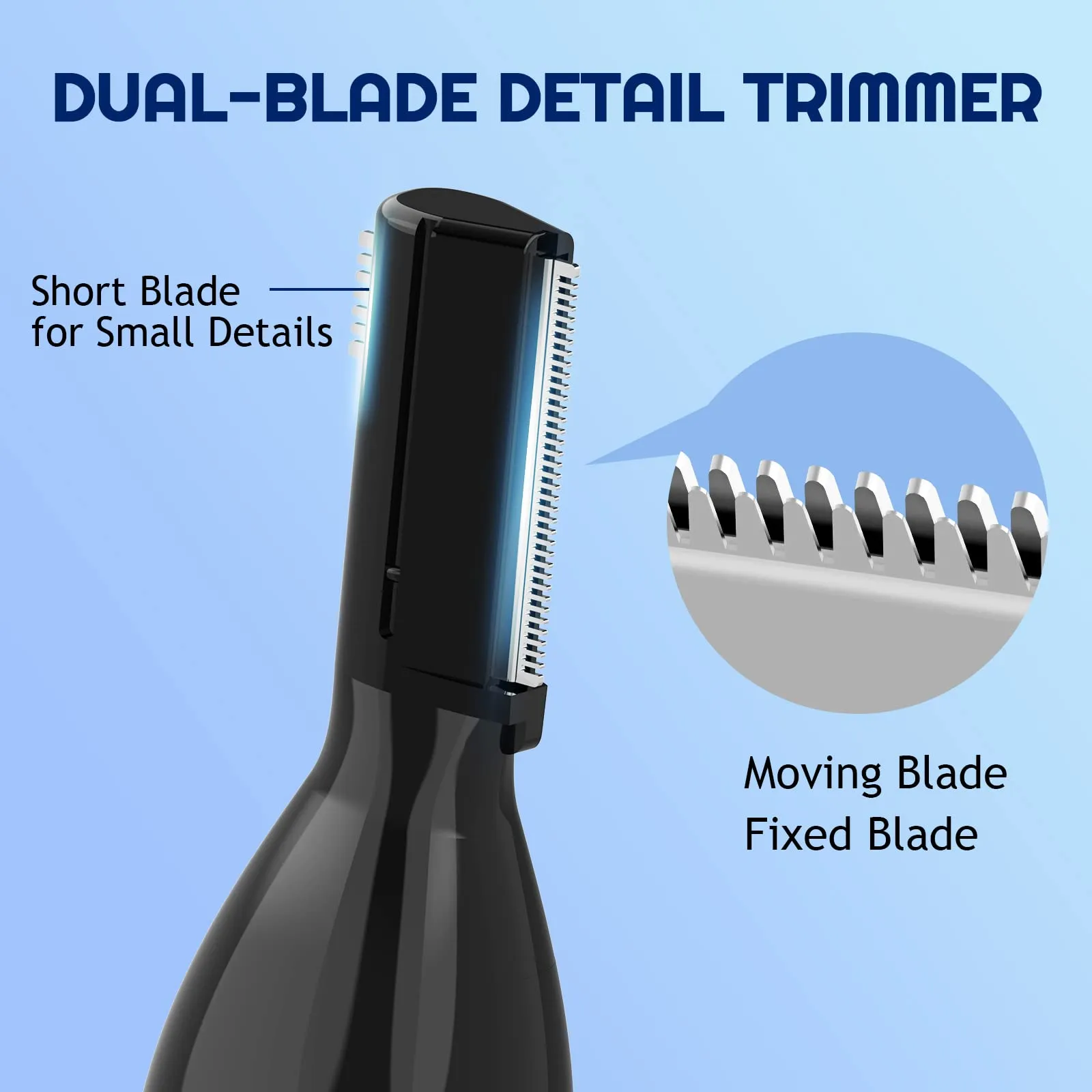 Dapsang Eyebrow Trimmer Electric Eyebrow Razor for Men, Rechargeable Facial Hair Shaver Painless Detail Trimmer with Rinseable Blade for Face Beard Neck (Black)