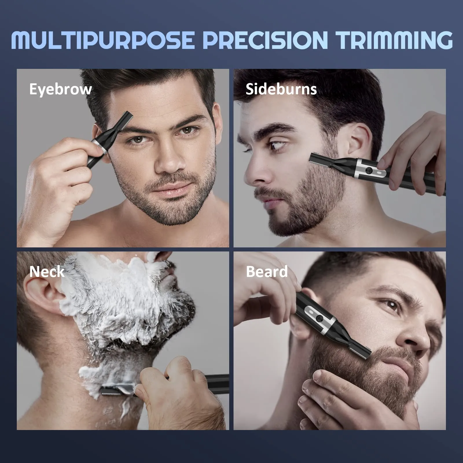 Dapsang Eyebrow Trimmer Electric Eyebrow Razor for Men, Rechargeable Facial Hair Shaver Painless Detail Trimmer with Rinseable Blade for Face Beard Neck (Black)