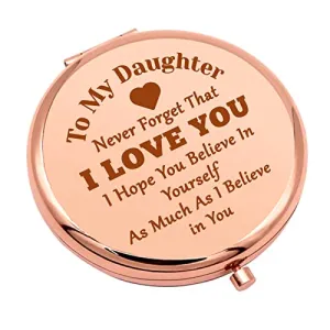 Daughter Gifts from Mom Dad Birthday Gifts for Daughter Compact Mirror for Bonus Daughter Graduation Gifts for Her Inspirational Gifts Folding Makeup Mirror Christmas Wedding Gifts
