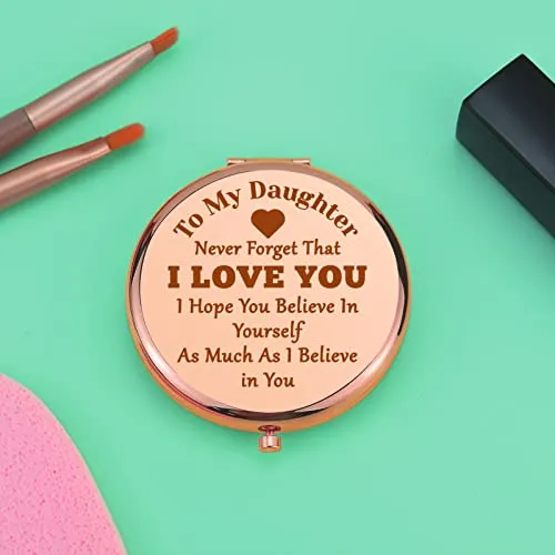 Daughter Gifts from Mom Dad Birthday Gifts for Daughter Compact Mirror for Bonus Daughter Graduation Gifts for Her Inspirational Gifts Folding Makeup Mirror Christmas Wedding Gifts