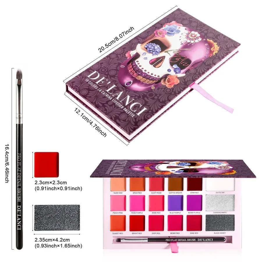 De'lanci La Catrina 54 Colors   18 Color Lipstick Palette (Combo of 2)