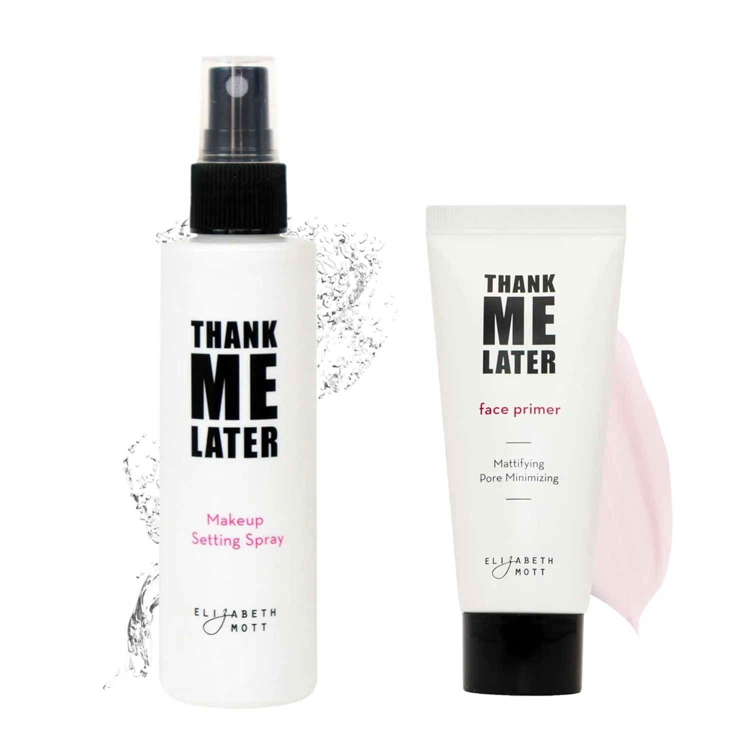 Elizabeth Mott Thank Me Later Primer & Setting Spray Duo  Oil-Control Face Primer for Smooth, Matte Finish & Hydrating Setting Spray with Niacinamide for Dewy, Long-Lasting Makeup  30g   95ml