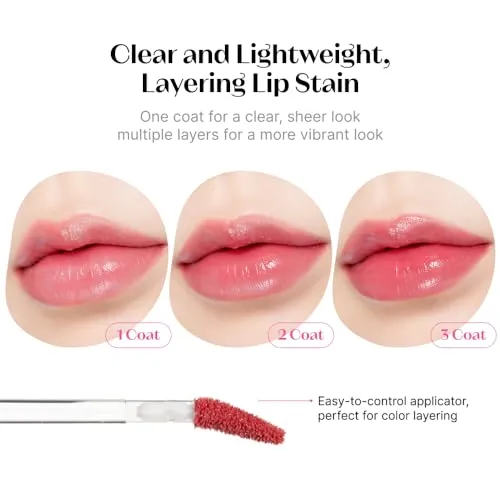 ETUDE Fruity Dewy Tint 01 Heart Popsicle | Vegan Lip Stain with Only Essential Ingredients | Transparent Watercolor Lip Stain for Clear and Shimmering Finish