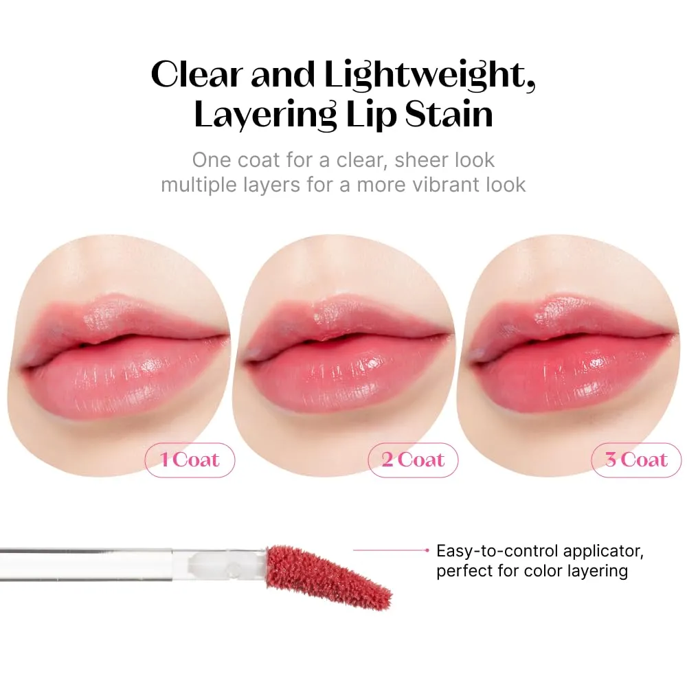 ETUDE Fruity Dewy Tint 03 Raspberry Lolly | Vegan Lip Stain with Only Essential Ingredients | Transparent Watercolor Lip Stain for Clear and Shimmering Finish