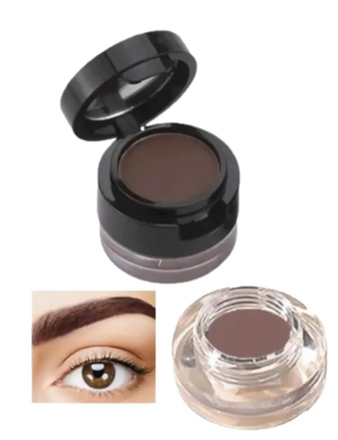 Eyebrow Gel and Setting Powder - Sweatproof 24 Hour Coverage - Eyebrow Brush Set - 4 Piece Eyebrow Kit (Gel/Powder Only - Chestnut Brown)
