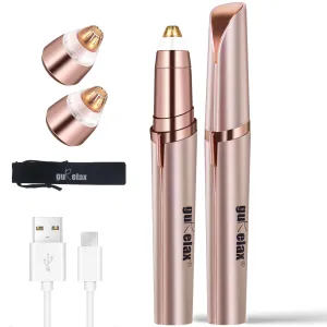 Eyebrow Hair Remover, Rechargeable Electric Eyebrow Trimmer for Women, Painless Eyebrow Hair Removal Razor with 2 x Replacement Heads, Eye Brow and Face Epilator(Rose Gold)