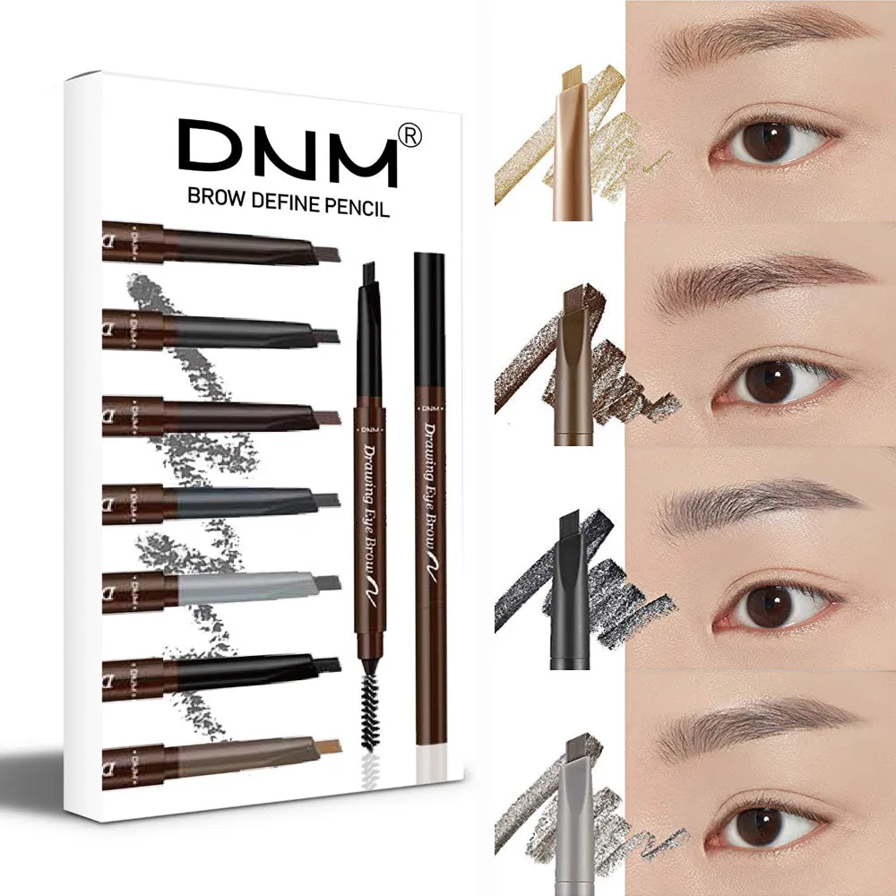 Eyebrow Pencil Set , 7 Colors Drawing Brow Microblading Pen Kit Long Lasting - Waterproof, Double-Ended Automatic Angled Tip & Spoolie Brush, Cruelty-Free, (4Brown,2Grey,1Black-Dark,Light)Natural Daily Look Makeup