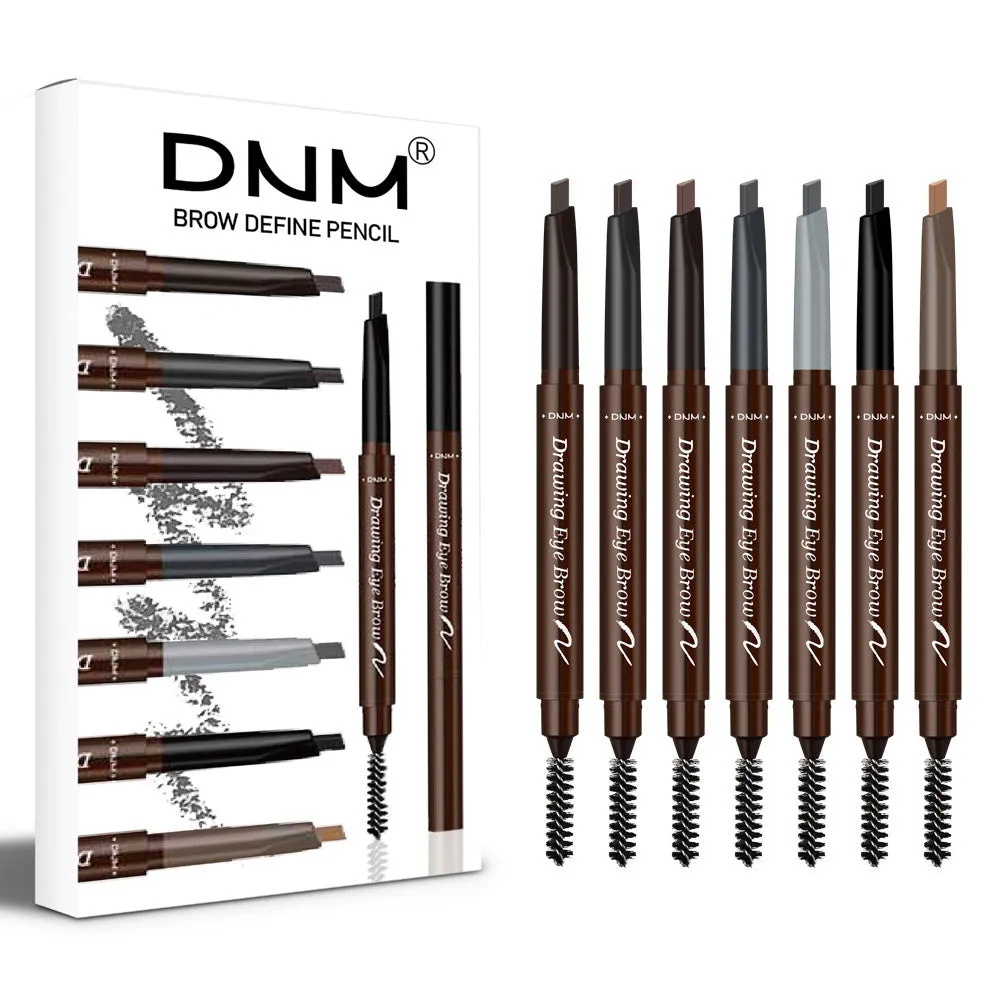 Eyebrow Pencil Set , 7 Colors Drawing Brow Microblading Pen Kit Long Lasting - Waterproof, Double-Ended Automatic Angled Tip & Spoolie Brush, Cruelty-Free, (4Brown,2Grey,1Black-Dark,Light)Natural Daily Look Makeup