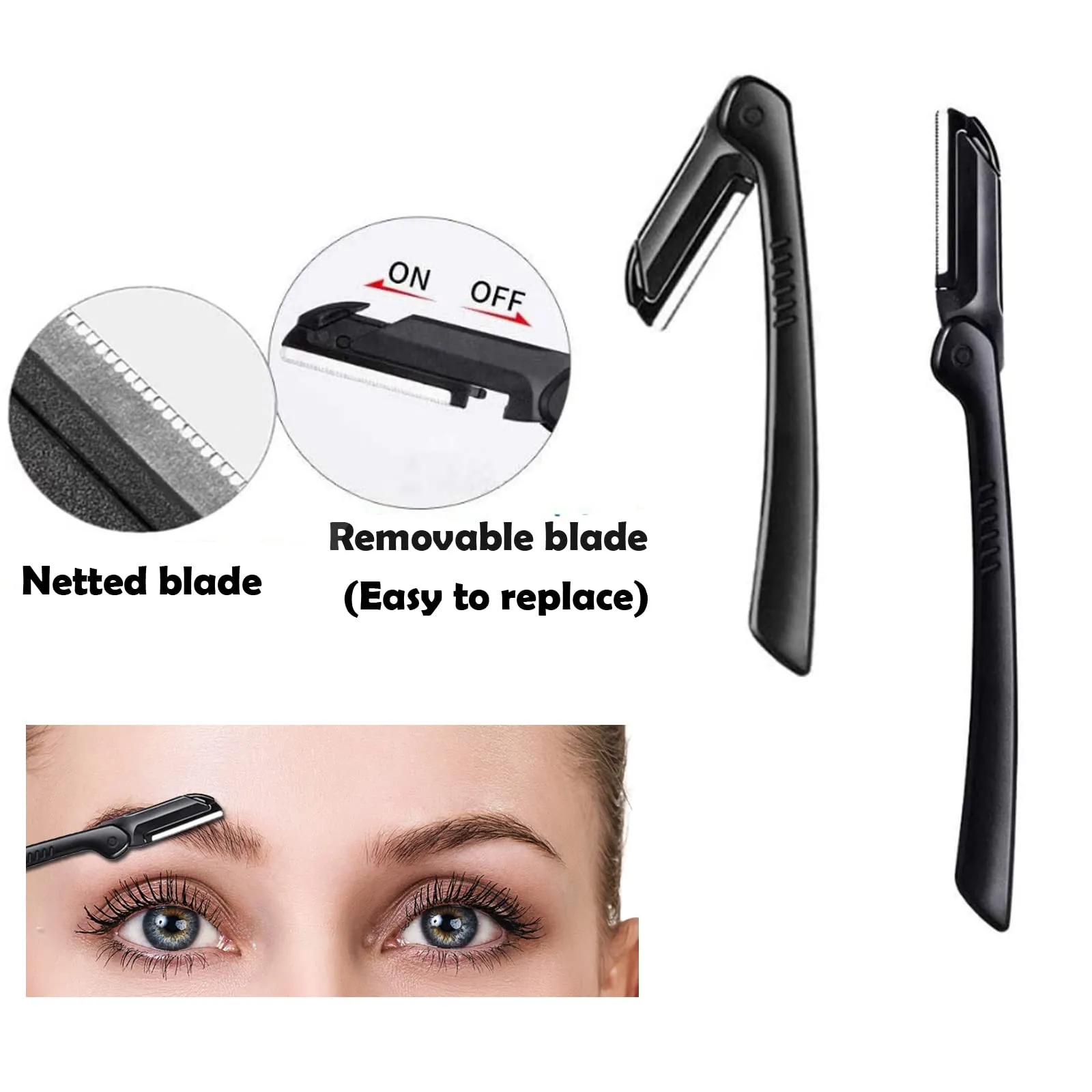 Eyebrow Razor Kit, 11 in 1 Professional Eyebrow Grooming Set, Including 3 Razors Trimmer,1 Tweezer,2 Scissors,2 Replacement Blades,1 Eyelashes Roller,1 Eyebrow Brush,1 Storage Bag