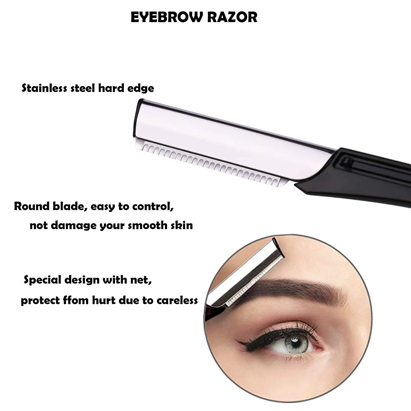 Eyebrow Razor Kit, 11 in 1 Professional Eyebrow Grooming Set, Including 3 Razors Trimmer,1 Tweezer,2 Scissors,2 Replacement Blades,1 Eyelashes Roller,1 Eyebrow Brush,1 Storage Bag