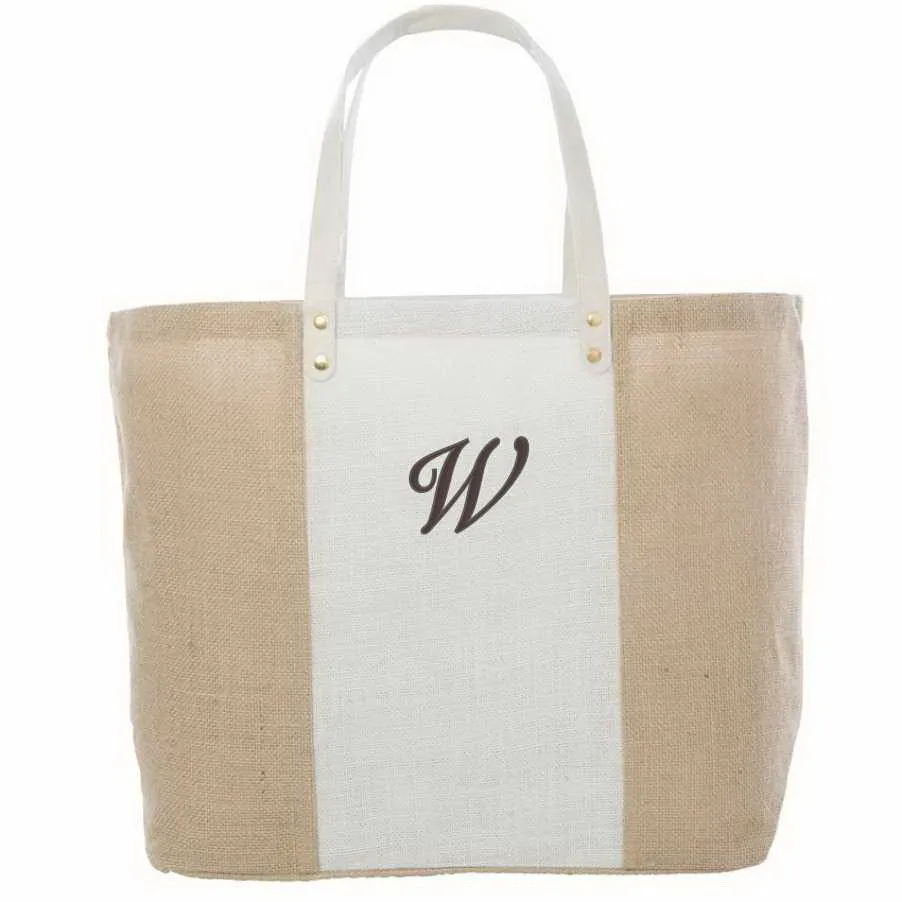 Fashionable Jute Tote Bag With Monogram