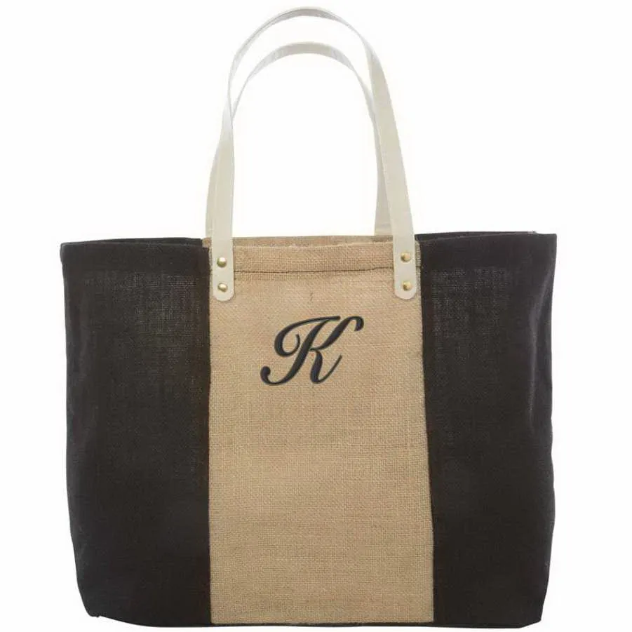 Fashionable Jute Tote Bag With Monogram