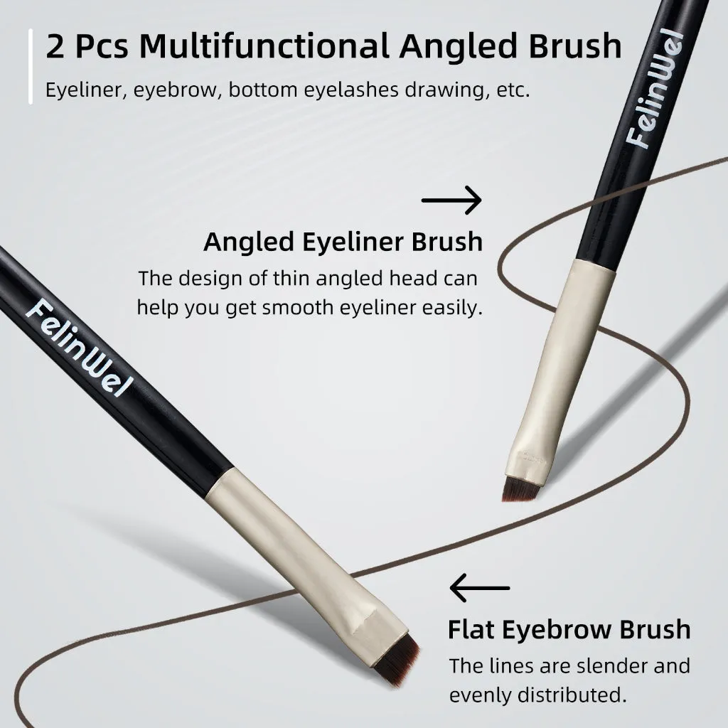 FelinWel Gel Eyeliner & Eyebrow Set (Black & Brown) with Brushes