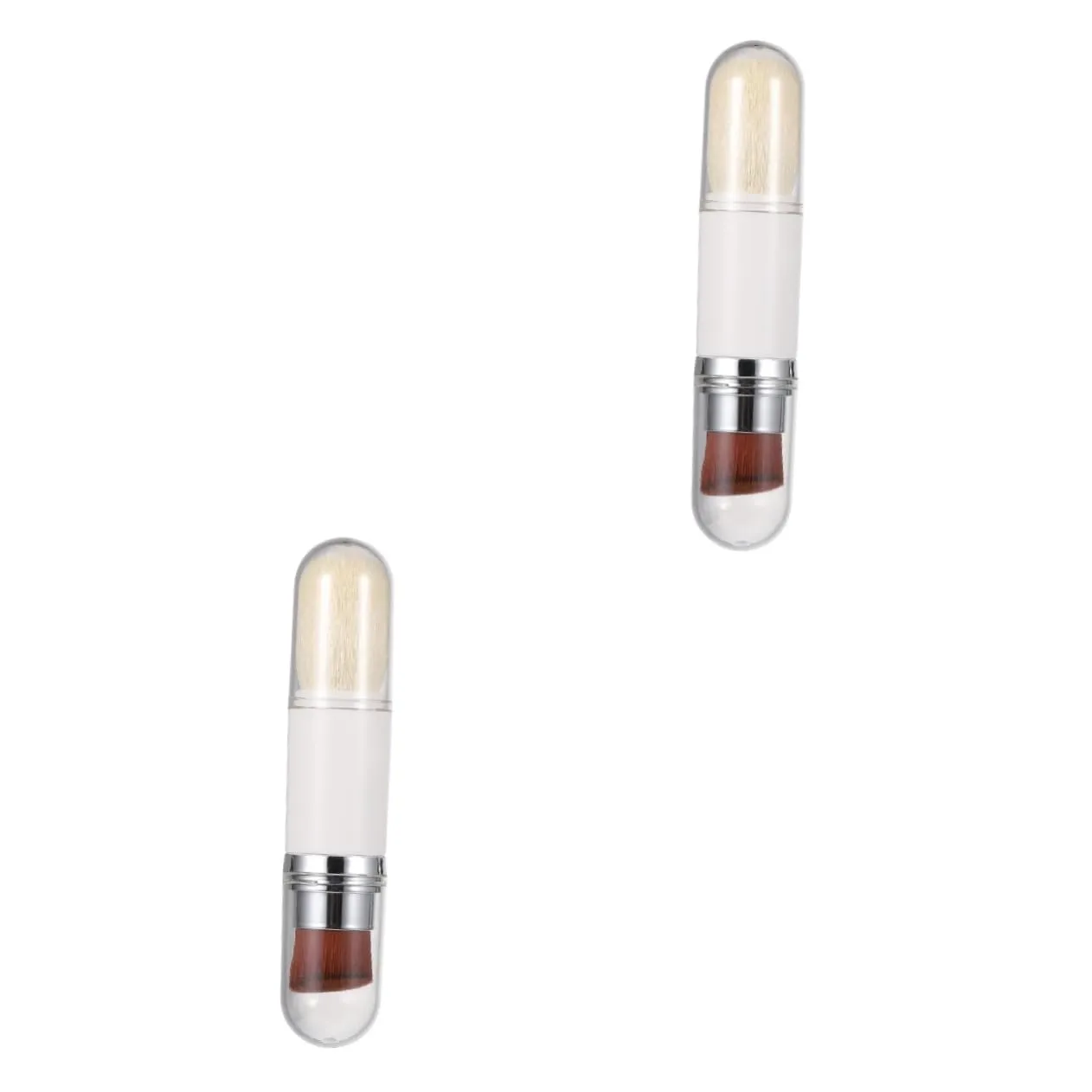FRCOLOR 2pcs Double-headed Retractable Makeup Brush Versatile Foundation Powder Applicator for Daily Use Travel Parties Soft Fibers for Finish and Easy Cleaning