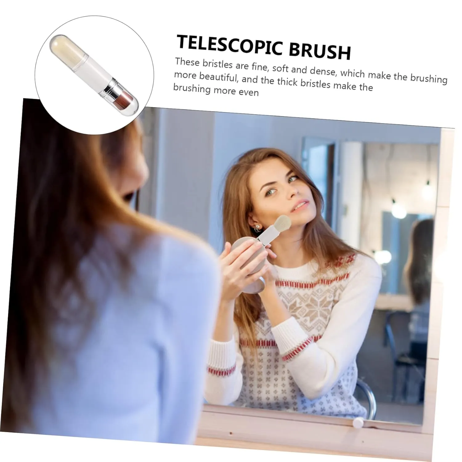 FRCOLOR 2pcs Double-headed Retractable Makeup Brush Versatile Foundation Powder Applicator for Daily Use Travel Parties Soft Fibers for Finish and Easy Cleaning