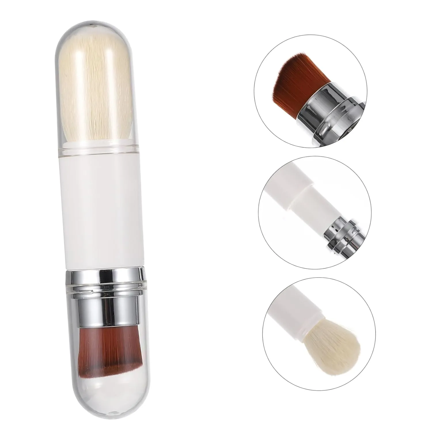 FRCOLOR 2pcs Double-headed Retractable Makeup Brush Versatile Foundation Powder Applicator for Daily Use Travel Parties Soft Fibers for Finish and Easy Cleaning