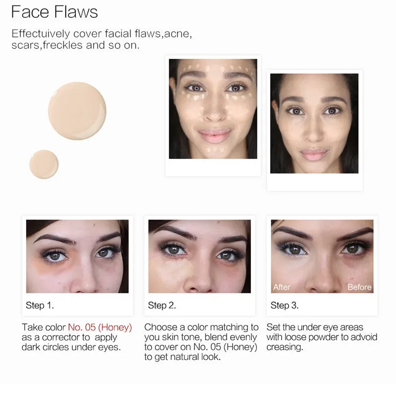 Full Cover Pro Makeup Concealer Cream Face Corrector Liquid Make Up Base